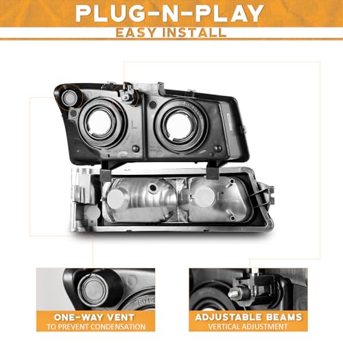 Image of WEELMOTO Halogen Headlights Assembly for 2003-2007 Chevy Silverado