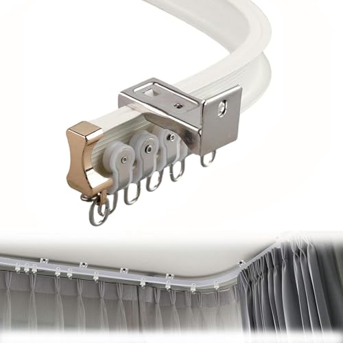 Barra de cortina de techo flexible de aleación de aluminio flexible de 1 m para cortinas correderas, montaje en pared, color negro