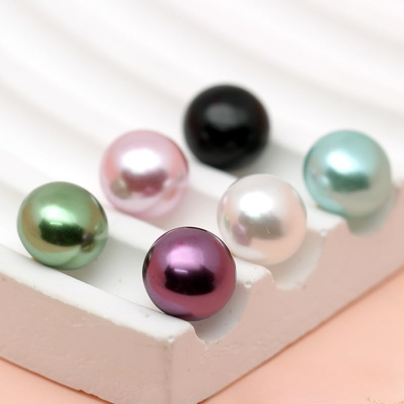 Guziki perłowe Guziki perłowe, 50 szt., 10 mm, małe, okrągłe, do rękodzieła z żywicy, czarne(Off White)