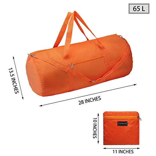 Vorspack Duffel Bag 28 Inches Foldable Lightweight Gym Bag with Inner Pocket for Travel Sports - Orange