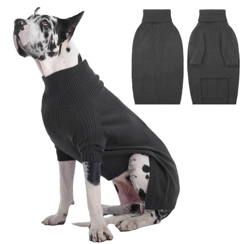 Image of Great Dane Sweater,5XL Extra Large Sweater for Giant Breed Dogs in Winter | Turtleneck Cold Weather Outfit, For Senior & Short-haired Giant Dog Clothes, Elastic Pullover for Saint Bernard,Mastiff