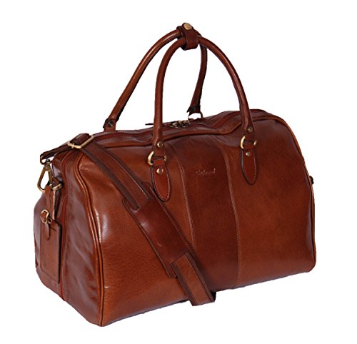 Sac de voyage en cuir véritable ocre pour ranger toutes vos affaires de week-end