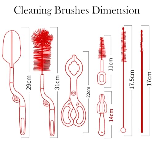 SYGA 7 Pcs Baby Milk Bottle Nipple Straw Brush Sponge BPA Free PP Cleaning Brush Cleaner Bottle Tong