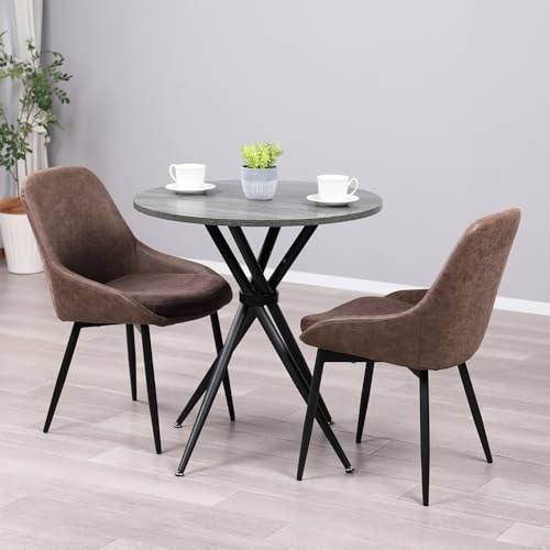 MIRAI-SHOW ダイニングテーブルセット 2人用 北欧 3点セット 丸 テーブル 70cm幅 2人掛け ダイニングチェア 2脚セット おしゃれ カフェテーブルセット 70センチ メラミン天板 円形 円卓 二人 イス 椅子 食卓テーブル 木目調 コンパ