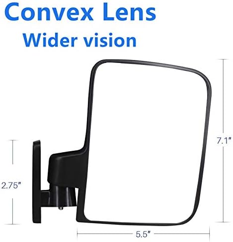 Miniatura 9 de HKOO - Espejo universal para carrito de golf, espejo retrovisor ancho, convexo y plegable, kit de espejos retrovisores laterales para Club Car,