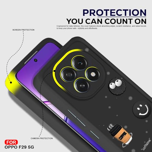 Image of AESTMO Back Case Cover for Oppo F29 5G | Cute Fun Cartoon 3D Ball | Coffee Silicone Case | Full Body Protection | Camera Protection Back Cover for Oppo F29 5G (Black)