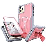 FITO Compatible with iPhone 11 Pro Max Case, Dual Layer Shockproof Heavy Duty Case with Screen Protector for iPhone 11 Pro Max and iPhone Xs Max 6.5 inch Phone, Built-in Kickstand (Pink)