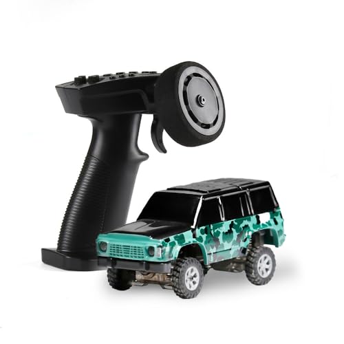 ROUASD Mini RC Crawler Truck 4x4, 1/64 Scale 2.5 KM/H RTR RC Car RC Rock Climbing Hobby Remote Control Car Off-Road Vehicle RC Buggy with LED Lights Ready-to-Run for Adults