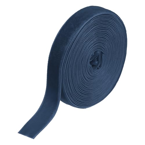 sourcing map Velvet Ribbon 3/4 Inch x 5 Yard Single Face Spool Silky Velvet Fabric for Bouquets DIY Crafts Gift Wrapping Wedding Party Dark Blue