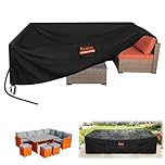 Kovshuiwe 250x250x90cm Large Garden Furniture Covers Waterproof Heavy Duty Oxford Fabric Patio Table Cover with Air Vent Windproof Anti-UV Outdoor Table and Chairs Cover, Rattan Sofa Covers, Square