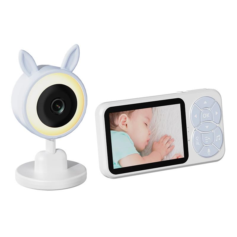 Camara Vigilancia Bebe con Luces Nocturnas Vigilabebés con Cámara con 3.5“ Pantalla IPS de 2000mAh,VOX,Zoom 2X 4X,Visión Nocturna,Monitoreo de Temperatura,Despertador,Comunicación Bidireccional