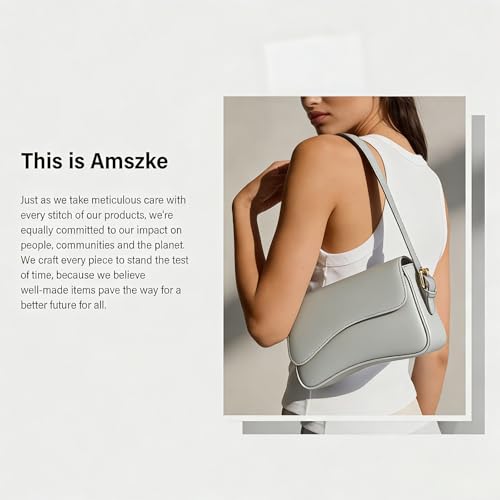 Image of Amszke Shoulder Bag for Women Y2K Crossbody Purse PU Leather Underarm Handbag 2 Adjustable Strap for Daily Commute Travel