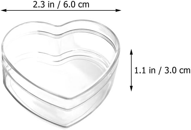 Hemoton Heart-Shaped Transparent Acrylic Candy Boxes 2.55X2.36X1.18 Inch Clear Treat Containers for Wedding Birthday Party Favors Small Gift Storage Organizer 4 Pack
