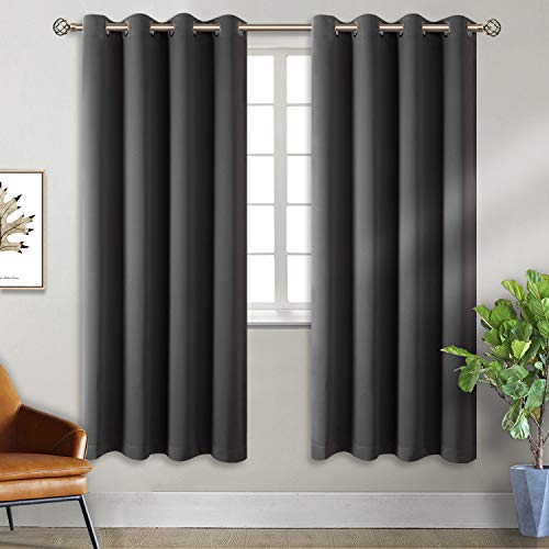 BGment Cortinas opacas para dormitorio, con aislamiento térmico y ojales, cortinas de oscurecimiento para sala de estar, juego de 2 paneles, cada uno de 55 x 69 pulgadas, color gris oscuro