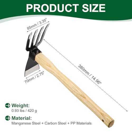 Azadón y cultivador para jardín HARFINGTON 15" acero miniatura 2