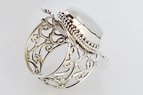 Bague pierre de lune arc-en-ciel, le cadeau bohème idéal en argent - 5