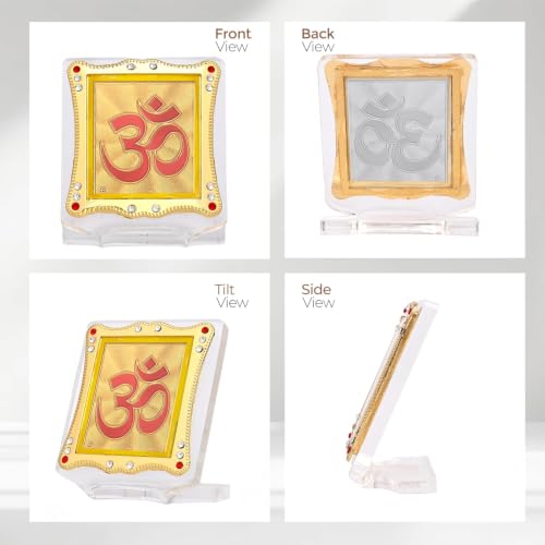 Image of Om Symbol Car Dashboard Idol, Religious Frame for Car, Home Temple, Office Decor | Divine Gift Item for Puja & Festive Occasions