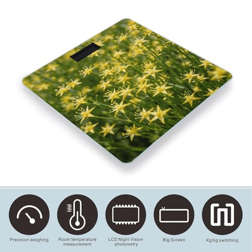 Báscula digital de baño pequeña con diseño amarillo floral miniatura 3
