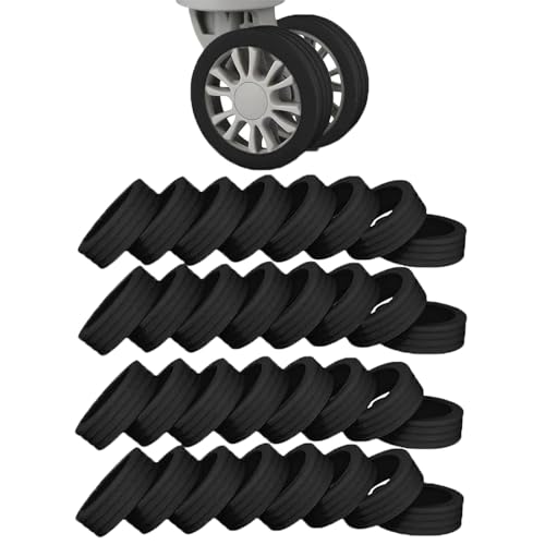 Image of Suitcase Wheel Cover Silicone, 35 Pieces Luggage Wheel Protectors, Travel Accessories for Smooth Rolling, Universal Fit Wheel Covers for Suitcase, Black Color Set