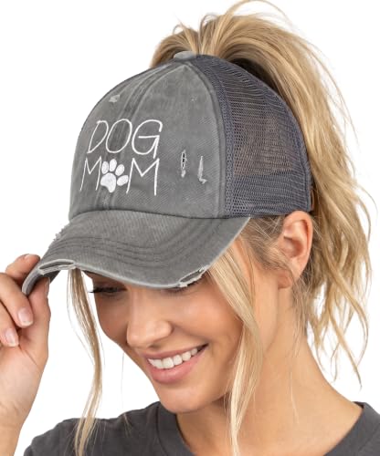 Funky Junque Women's Camo Messy Bun Ponytail Baseball Cap Trucker Hat with Ponytail Hole - 2 Pack - Baby Leopard & Camo Jet Black