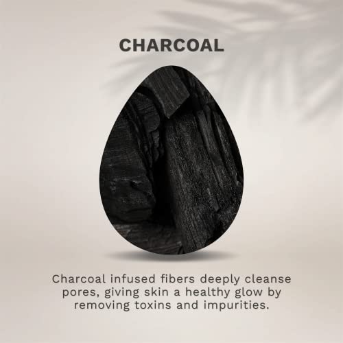 Kol Face Scrubber, Charcoal Infused Exfoliating Facial Cleansing Pads, Reusable Exfoliator Face Sponge For Daily Face Cleaning And Makeup Removal, 6 Count #TOP3