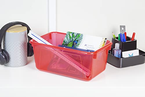 Image of Storex Small Cubby Bins - Plastic Storage Containers for Classroom, 12.2 x 7.8 x 5.1 inches, Assorted Candy, 5-Pack (62490A05C)