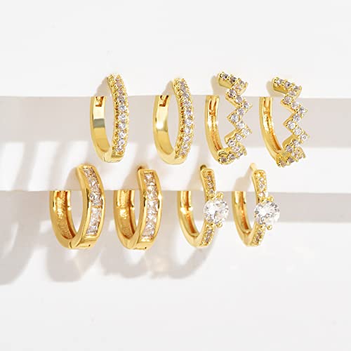 Small Gold Huggie Hoop Earrings Set for Women, Hypoallergenic Twisted Cartilage Hoops Lightweight, Tiny Diamond Hoop Earrings Jewelry for Multiple Piercing3