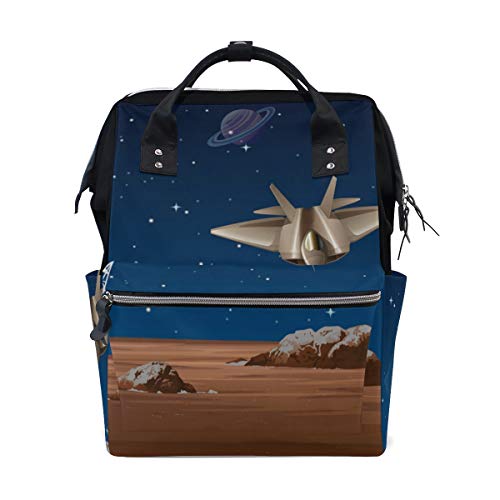 Galaxy Planet Raumschiff mit Satellitenschüssel Wickeltasche Mummy Tote Bag Große Kapazität Multifunktionsrucksack für Reisen