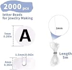Letter Beads, 2000 Pcs Letter Beads for Bracelets, 4x7mm Round Alphabet Bead with 2 Rolls Elastic String for Friendship Bracelets and Jewelry Making, Black on White