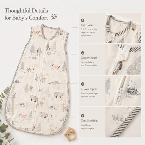 Image of Baby Sleep Sack Muslin Cotton 0.5 Tog, 12-18 Months & 18-24M, Lightweight Toddler Wearable Blanket, Soft Sleeveless Infant Sleeping Bag, Grey Unisex, Breathable Summer Sleeping Bag for 4 Seasons
