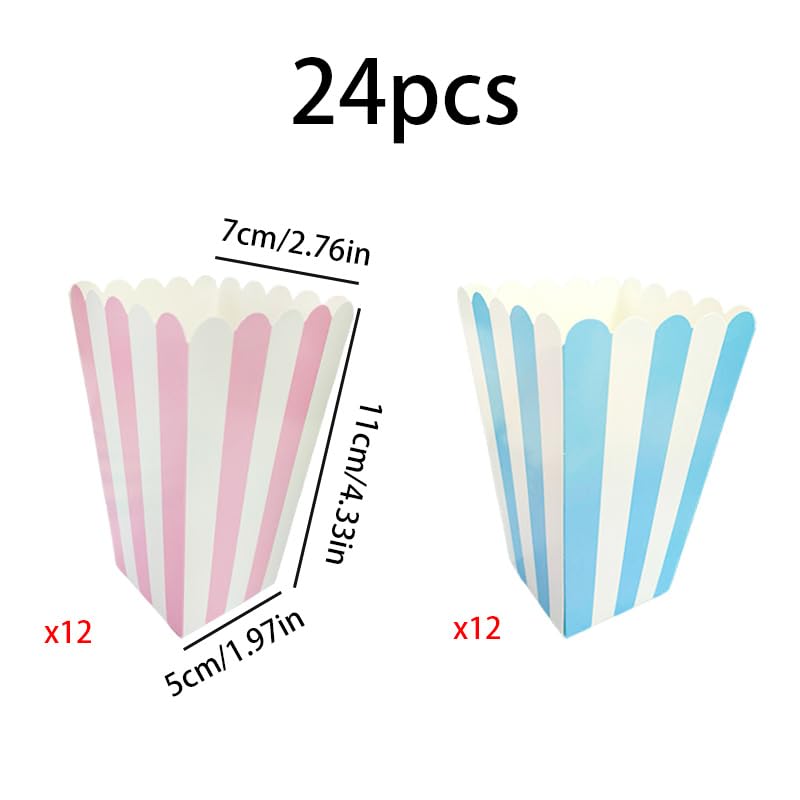 24 Pcs Popcorn Boxes Popcorn Buckets Food Containers for Movie Theater, Carnival Circus, Birthday Party