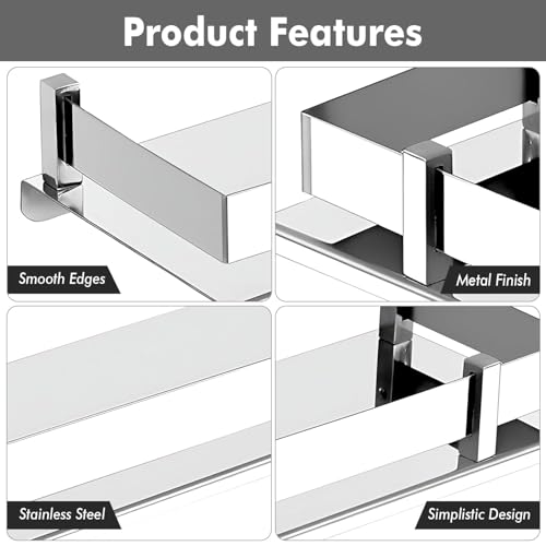 Image of ARQUIN Bathroom Shelf Organizer 5x15 Inch | 304 Grade Stainless Steel Bathroom Racks and Shelves | Wall Shelf for Bathroom Accessories Set | Storage Shelves Rack for Kitchen Shelves & Racks