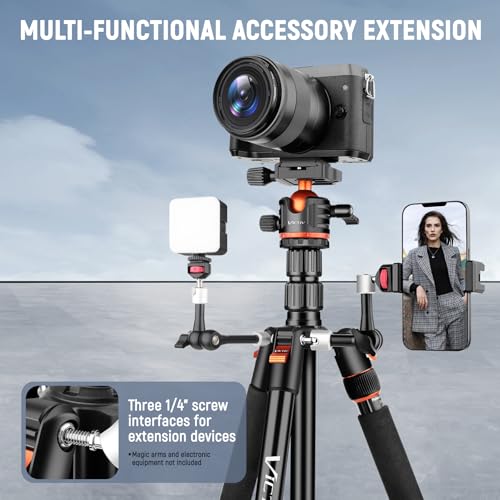 Victiv 78"/ 198cm Camera Tripod for Canon Sony Nikon, DSLR Tripod Lightweight with Monopod for Travel, Compact Tripods with Ball Head and Phone Holder, Tall Tripod Cameras Max Load 8kg - 3