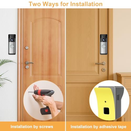 Image of No-Drill Adhesive Mount - 2026 New Upgraded for Ring Battery Doorbell /Plus /Pro (2nd Gen-Newest Model), Camera Door Mounting Holder Bracket Accessories Easy Installation for Apartments Office Houses