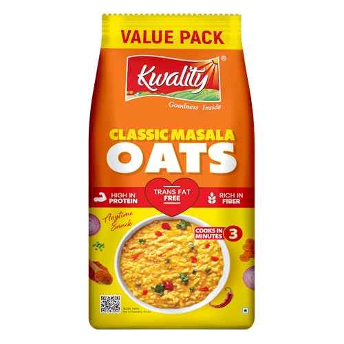 Image of Kwality Classic Masala Oats 500g | Healthy Breakfast | High Fiber & Protein | Ready-to-Cook | Spicy Flavor