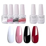 Clou Beaute Soak Off UV Led Nail Gel Polish Kit Varnish Nail Art Manicure Salon Collection Set of 4 Colors with 1 Top Coat and 1 Base Coat 8ml 001