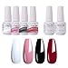 Clou Beaute Soak Off UV Led Nail Gel Polish Kit Varnish Nail Art Manicure Salon Collection Set of 4 Colors with 1 Top Coat and 1 Base Coat 8ml 001