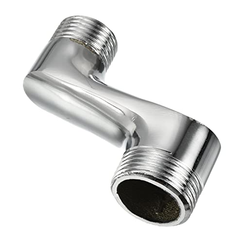 PATIKIL G1/2-G3/4 壁掛け 蛇口アダプター 1個 55x70mm 銅メッキ 角度調整可能 カーブフット偏心アクセサリー シルバー