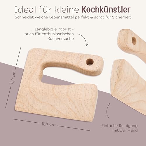 wunderwunsch Kindermesser ab 1 Jahr, Montessori Messer Holz Kleinkinder – Ansicht 5