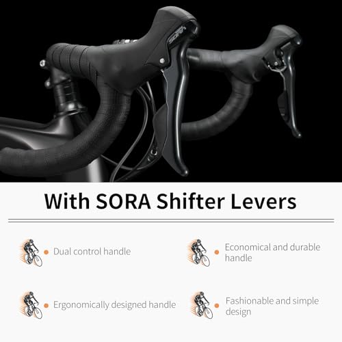 image for SAVADECK Carbon Road Bike with Shimano SORA R3000 18 Speed Derailleur 