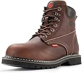 SUREWAY Mens Heavy Duty Soft/Steel Toe Work Boots for Men,Goodyearwelt,Full Grain Leather Working Construction Boot,Slip/Oil/Water Resistant Industrial Safety Shoes,Soft Toe Dark Brown,Size 11