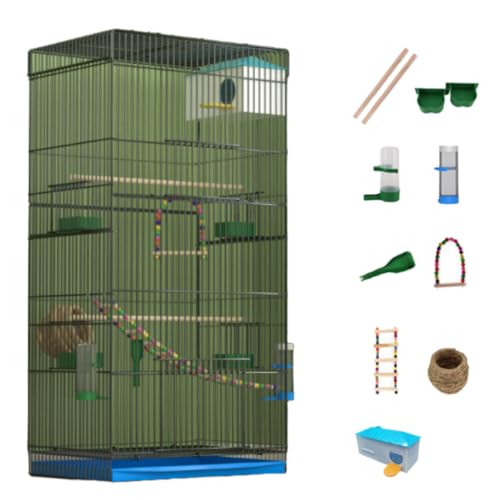 Vifxucy 鳥かご 大型 飼育ケージ 折りたたみ式 フリーインストール 軽量 ポータブル 上部に天窓付き ハンドル 下部に引き出し式トレイ付きでお手入れ簡単 オウム/シャクヤク/メジロ/セキセイインコ/ムクドリ/オカメインコ/九官鳥などあらゆる種類の鳥