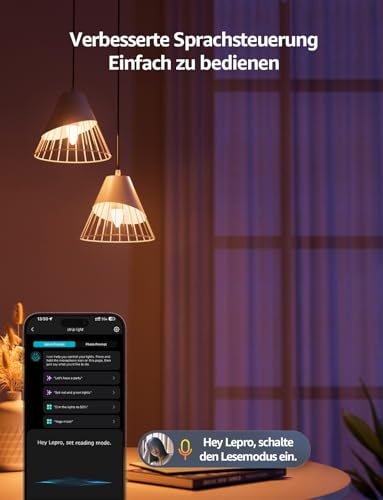 Lepro Smart E14 LED C37, 4.9W 470LM RGB+CCT, Dimmbar, 2er Pack – Ansicht 3