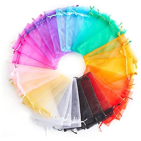 50Pcs Small Mixcolor Organza Gift Bag 7x9cm Jewellery Pouches Organza Bag Party Favour Candy Drawstring Bag for Wedding, Birthday, Anniversary, Christmas Cover