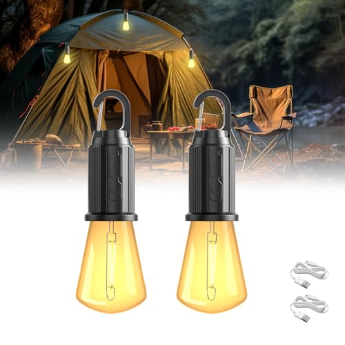 BrightWish Lampe de Camping Rechargeable LED, Lanterne Portable IP65, 3 Modes de Luminosité,...
