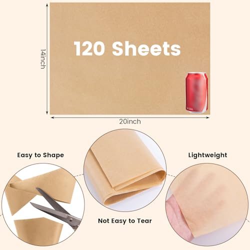 Koogel 120 Sheets Brown Tissue Paper Bulk, 14 x 20 Inch Gift Wrapping Kraft Paper for DIY Crafts Holiday Decor Birthday Party Supplies Rustic Art Project