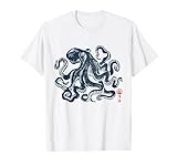 日本の美的ヴィンテージ クラーケン タコ Tシャツ