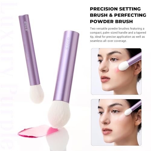 Jessup Makeup Brushes Set 4pcs Face Kabuki Brush for Foundation Contour Powder Blush Bronzer and Highlighter, Premium Synthetic Fiber Cruelty-Free, Luxury Purple T517 - Image 5