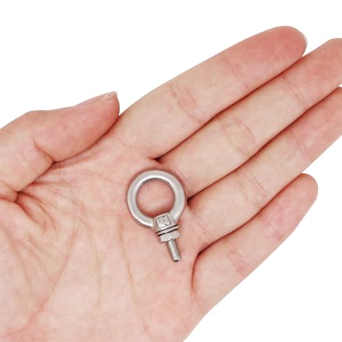Image of Eye Bolts with Nuts 14sets, M4 Stainless Steel Eyebolt with Nut, Heavy Duty Eye Bolt Shoulder Lifting Screw Thread with Lock Nuts Washers (14, M4)