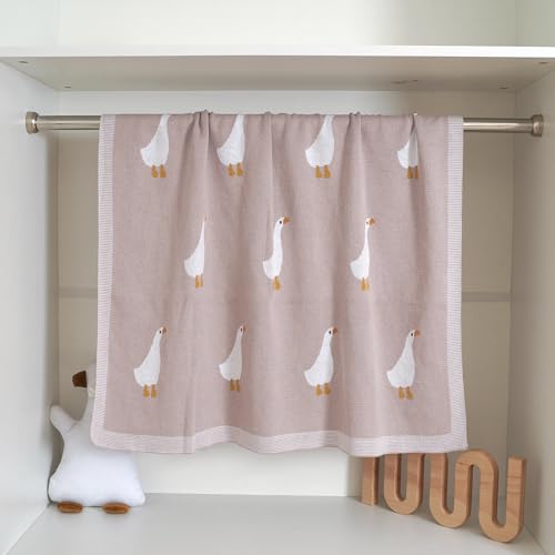 Image of mimixiong Baby Blanket Knit Receiving Boys Girls Blanket Soft Cotton Neutral Blanke for Swaddle Crib Stroller with Cute Sheep (Goose-Pink, 30x40 Inch (Pack of 1))